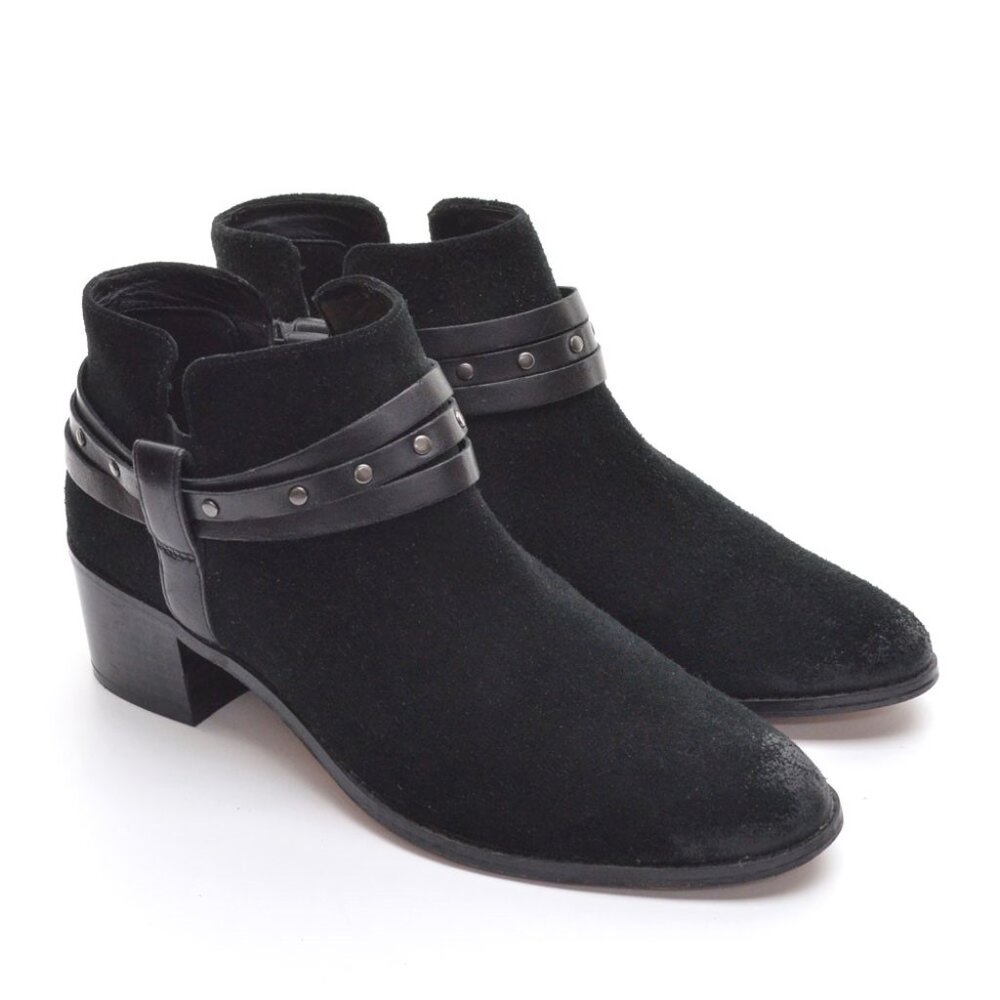 Clarks Breccan Shine Black Suede Zip Ankle Boots 10 M